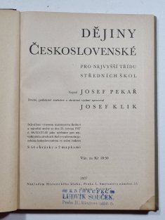 Dějiny československé pro nejvyšší třídy škol středních