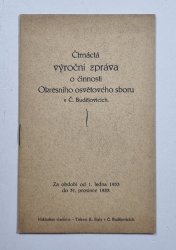 Čtrnáctá výroční zpráva o činnosti Okresního osvětového sboru v Č. Budějovicích - Za období od 1. ledna 1933 do 31. prosince 1933