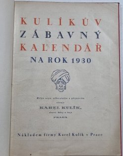 Kulíkův zábavný kalendář na rok 1930
