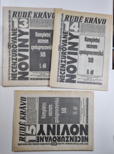 Kompletní seznam spolupracovníků StB I.-III. - Rudé krávo č. 13.,14.,15./1992