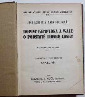 Dopisy Kemptona a Wace o podstatě lidské lásky / Z doby preadamitů / V jeskyni mrtvých