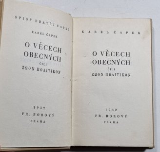 O věcech obecných čili Zóon Politikon ( 1. vydání )