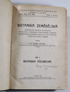 Botanika zemědělská I. - Botanika všeobecná (část první Anatomie, druhá Morfologie, třetí Fysiologie a oekologie)