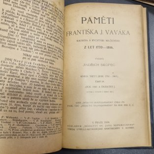Paměti Františka J. Vaváka z let 1770-1816 - kniha 3, část III.+IV. (1798-1801) 