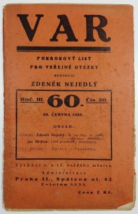 VAR ( Pokrokový list pro veřejné otázky ) ročník 3. číslo 20