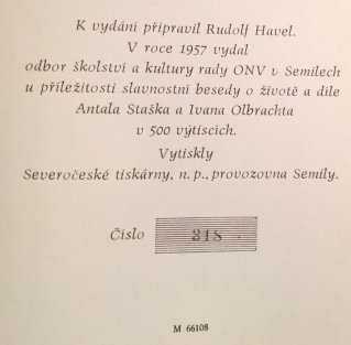Na paměť Antala Staška a národního umělce Ivana Olbrachta