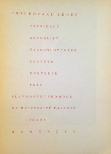 PHDr. Edvard Beneš - slavnostní promoce na Universitě Karlově 1945