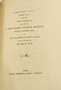 Okružní list Pia papeže XI. O křesťanské výchově mládeže