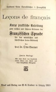 Lecons de francais - Kurze praktische Anleitung zum raschen und sicheren Erlernen der Französischen Sprache