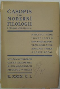 Časopis pro moderní filologii - r. XXIX. č. 1 + 3