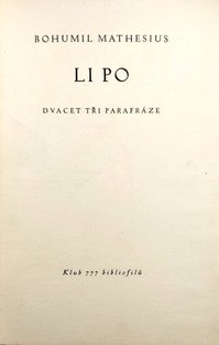 LI PO - Dvacet tři parafráze starého