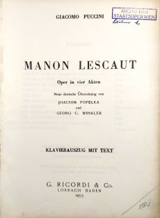 Manon Lescaut - Oper in vier Akten